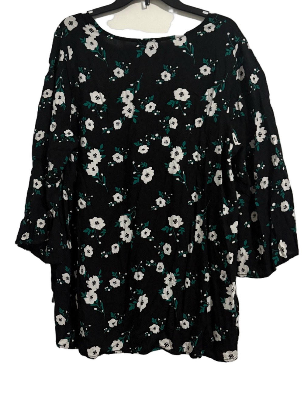 ellos 100% Rayon Black Long-Sleeve Floral Blouse - Picture 2 of 6